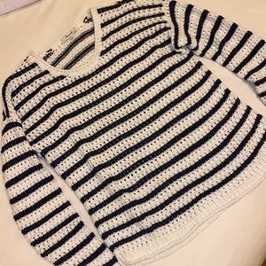 Madewell - Striped Open-Stitch Austen Pullover Sweater - SMALL